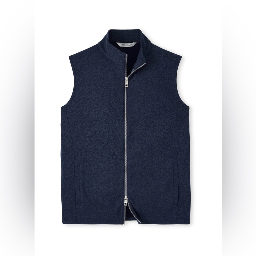Peter Millar Navy Blue Crown Sweater Fleece Vest MS25K61 Full-Zip